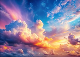 Poster - Serene Pastel Cloudscape: Soft Blue Sky and Gentle Hues - Dreamy Stock Photo