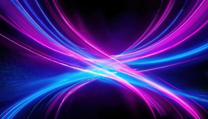 Aufkleber - dynamic neon light trails in pink and blue on dark background for futuristic design, technology concept, digital backdrop

