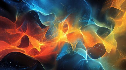 Poster - big data flow technology and science vector background, tech abstraction with lines electronics and 