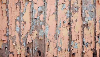 Wall Mural - weathered peeling paint texture on rustic wooden boards with pastel tones, ideal for vintage background and design