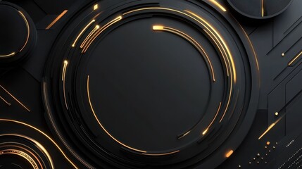 Poster - Futuristic black background with circles