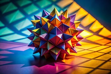 Poster - Silhouette of Geometric Origami Paper Art with Mathematical Diagram Design Inspiration