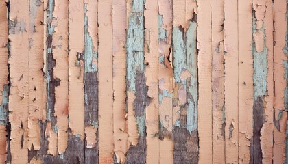 Wall Mural - weathered peeling paint texture on rustic wooden boards with pastel tones, ideal for vintage background and design