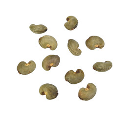 Wall Mural - Cashew nuts dried with shell waiting to be processed on transparen png.