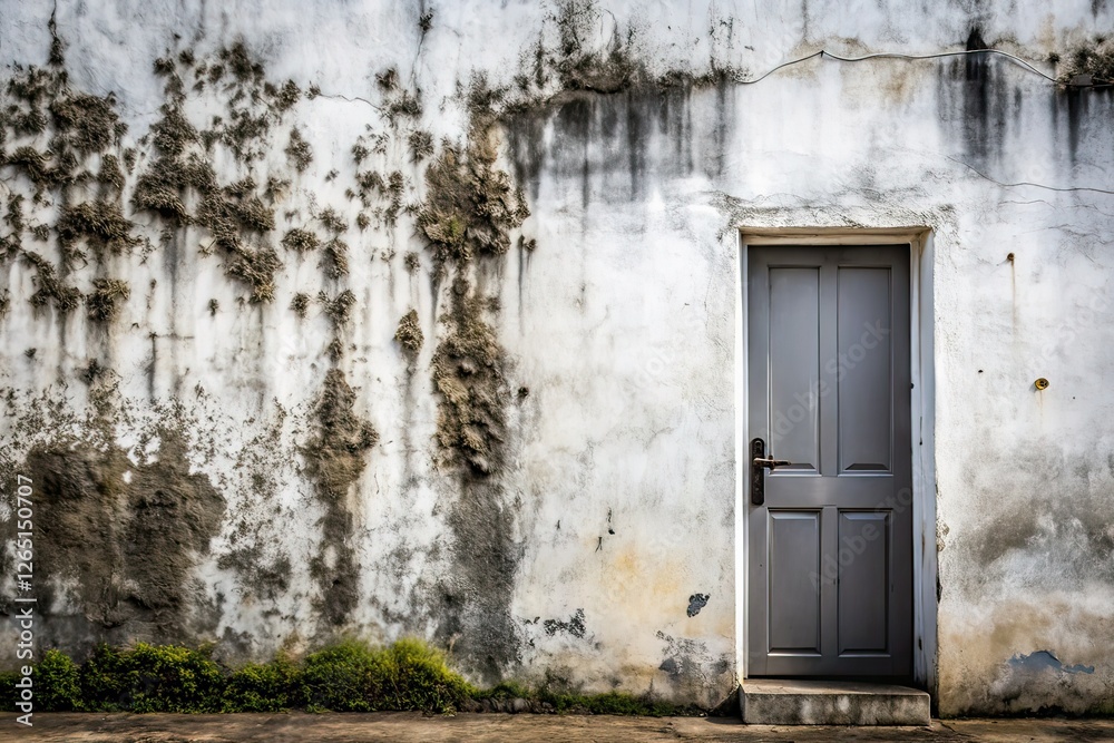 Moldy White Wall with Door, Black Mold Damage, Interior Problem, Home ...