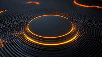 Poster - abstract technological backdrop with glowing waves and geometrical figures and empty space for your 