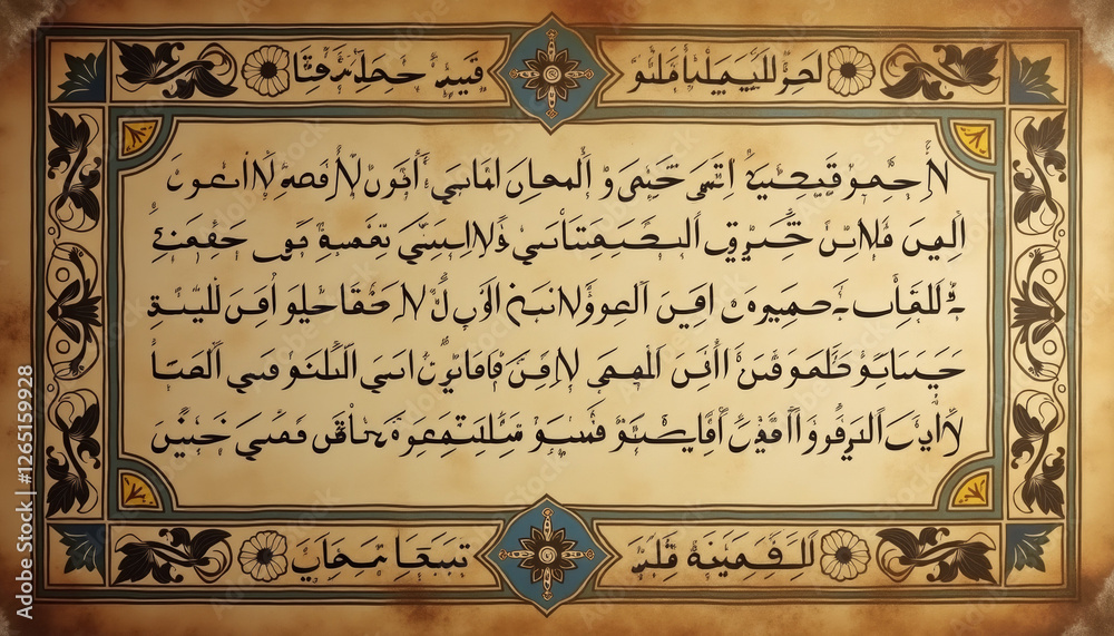 Ancient Persian manuscript background featuring aged parchment with ...