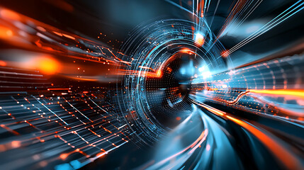 Poster - Dynamic digital flow virtual environment abstract visuals motion graphics futuristic concept