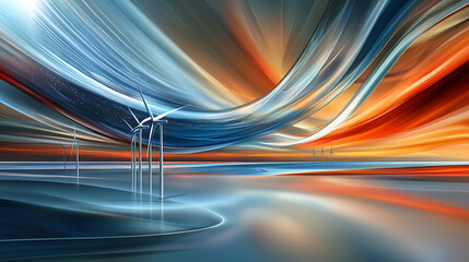Poster - Dynamic wind energy landscape artistry abstract environment digital illustration serene horizon vivid colors