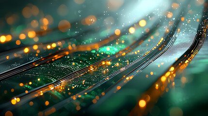 Fototapete - Dynamic light trails abstract background digital art modern environment close-up view visual energy