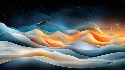Fototapete - Dynamic waves of colorful landscapes digital art abstract environment vibrant viewpoint artistic concept exploration