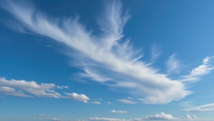 Aufkleber - Wispy cloud formations against a clear blue sky with soft white clouds and ample space for text placement Copy Space