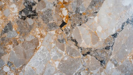 Aufkleber - Multi-colored marble stone texture background with intricate patterns and varying shades of gray, beige, and gold tones Copy Space