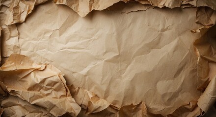 Aufkleber - Crinkled brown paper texture background with copy space for text or design elements