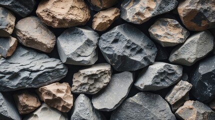 Aufkleber - Textured background of assorted natural stones in various sizes and colors with dark and light tones, suitable for design applications. Copy Space