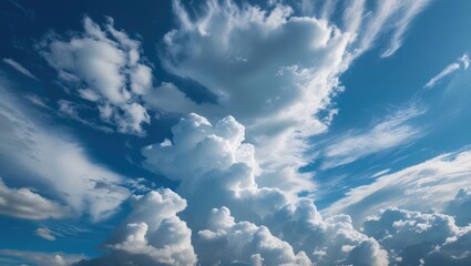 Aufkleber - Cloud formation with blue sky and white cumulus clouds on a clear day providing Copy Space for text placement