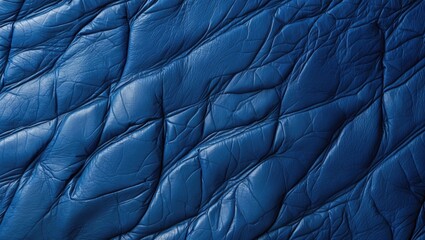 Aufkleber - Blue wrinkled leather texture close-up detailed background with visible creases and folds ideal for design and textile projects Copy Space