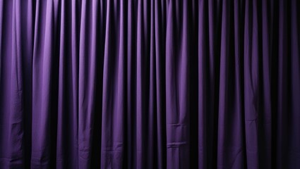 Sticker - Purple fabric curtain background with pleats and texture, suitable for presentations or theater settings. Copy Space available.