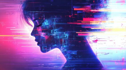 Poster - this abstract background image features a glitch effect that gives it a digital, futuristic look. th