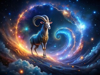 Poster - Surreal Capricorn Constellation Night Sky: Cosmic Stardust and Celestial Dreamscape