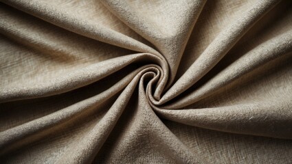 Poster - beige textured fabric close-up with spiral folds showcasing softness and smoothness for textile back