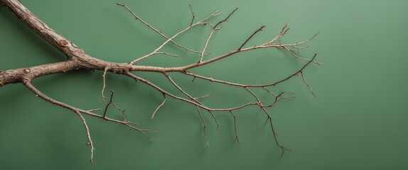 Poster - dry tree branch on a green background with ample copy space for text placement