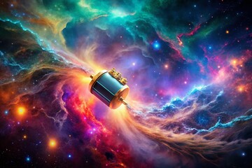 Poster - Surreal Floating PCB Capacitor in Vibrant Cosmic Nebula