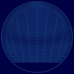 Fototapete - A blue circle with a triangle inside of it. The triangle is made up of many lines