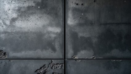 Poster - textured concrete wall with visible cracks and imperfections in a dark color scheme. copy space for 