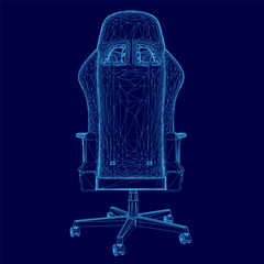 Poster - A chair is shown in a blue color. The chair is made of a 3D model and is designed to look like a real chair