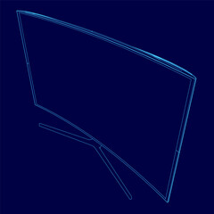Fototapete - A blue screen with a line drawn on it. The line is curved and he is a representation of a television screen