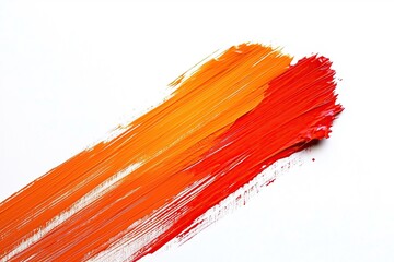 Fototapete - Abstract paint strokes of orange and red hues across clean white background vibrant eye catching visual texture