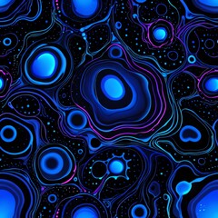 Wall Mural - Abstract Blue and Purple Swirls: A Psychedelic Digital Art