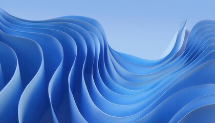 Aufkleber - abstract blue paper waves background with smooth curves, dynamic design, soft texture for modern graphics and web use