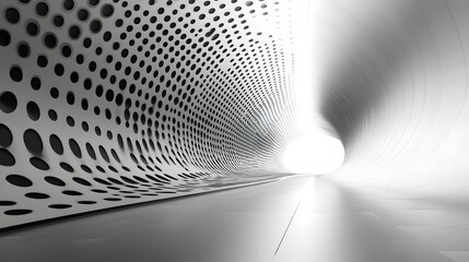 Poster - Abstract tunnel design with dotted patterns and bright light at the end