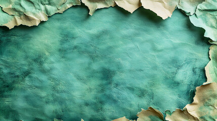 Fototapete - Torn paper edges revealing a textured teal background