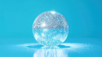 Poster - Glowing sphere hologram on blue background. Metaverse and future concept. 3D Rendering