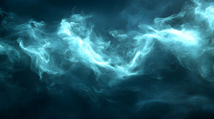 Poster - Abstract smoky waves in shades of blue and green