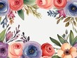 © ingalinder - Watercolor floral frame. Hand painted flowers and leaves isolated on white background. Illustration for your design