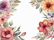 © ingalinder - Watercolor floral frame. Hand painted flowers and leaves isolated on white background. Illustration for your design