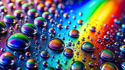 Poster - Vibrant Rainbow Water Droplet Close-up: Nature's Prismatic Jewel