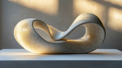 Wall Mural - Elegant abstract sculpture, beige, smooth curves.