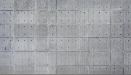 Aufkleber - gray concrete wall with textured blocks and visible bolts, ideal for industrial and architectural design background