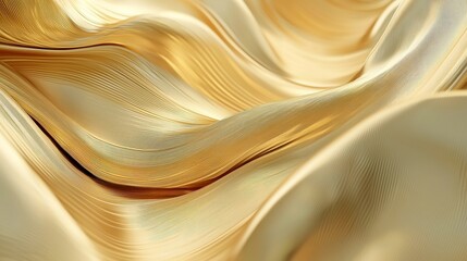 Poster - Wavy gold texture, shimmering surface, elegant design, smooth curves, luxurious appearance, inviting warmth, contemporary aesthetic, ideal for backgrounds and accents.