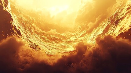 Poster - Golden Radiance, a captivating display of shimmering light, enveloping open space, inviting contemplation and evoking a sense of warmth and tranquility.