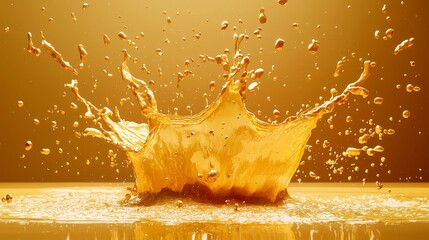 Poster - Artistic Golden Splash, an abstract composition featuring dynamic splashes of gold against a minimal background, emphasizing fluidity and vibrant energy in a striking visual display