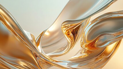 Poster - Golden abstract waves, flowing textures, dynamic patterns, shimmering hues, vibrant energy, captivating movement, inviting exploration, a visual dance of light and color.
