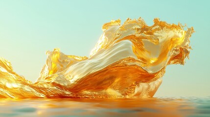 Poster - Iridescent Gold Tones in Expansive Space, capturing shimmering hues that evoke a sense of warmth and tranquility in an open, inviting environment.