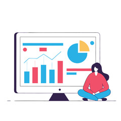 Poster - A diverse group of individuals engaged in data analysis. The scene shows a large screen displaying graphs and charts in a modern, stylized design.
