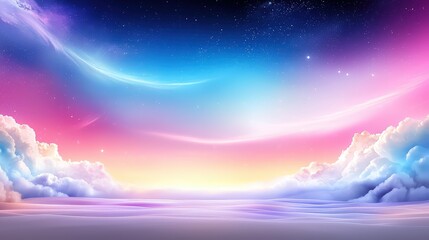 Poster - A dreamy pastel sky blending soft pinks, purples, and blues, creating a tranquil and ethereal atmosphere.